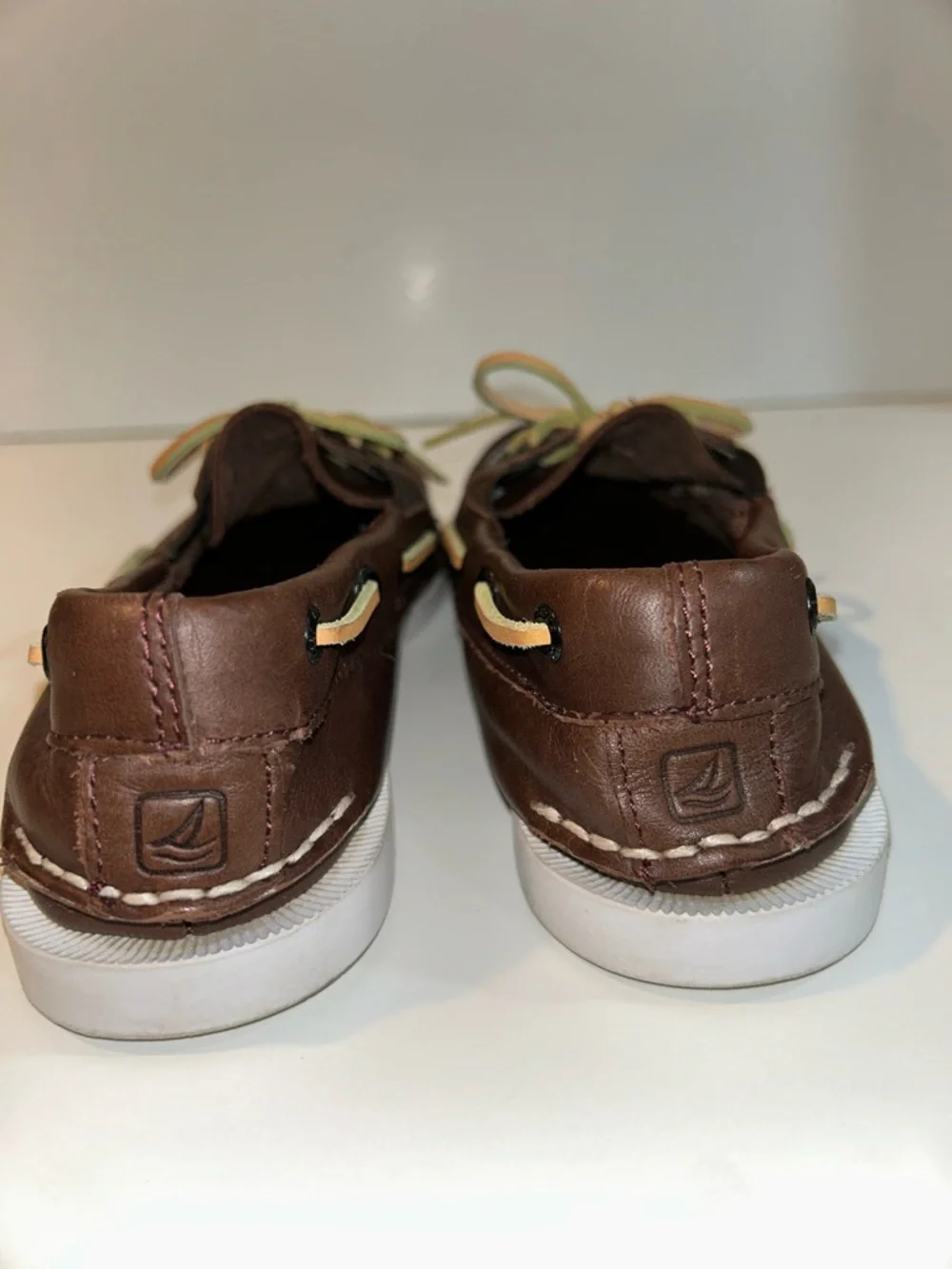 Sperry Brown Leather Boat Shoes with Tan Laces